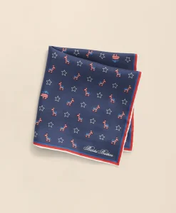 Donkey Motif Silk Pocket Square