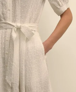 Embroidered Belted Shirt Dress