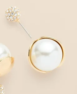 Faux-Pearl Ball Stud Earrings