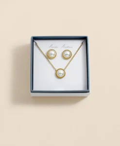 Faux Pearl Cabochon Rope-Bezel Set