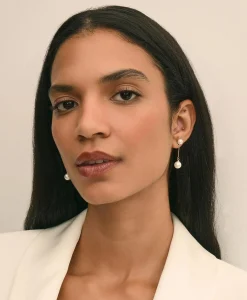 Faux-Pearl-Drop Fine-Chain Earrings
