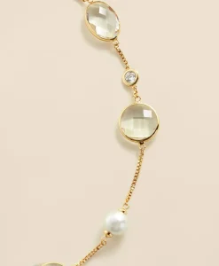 Faux Pearl, Faceted Glass and Cubic Zirconia Long Necklace