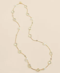 Faux Pearl, Faceted Glass and Cubic Zirconia Long Necklace