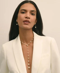 Faux Pearl & Gold-Toned Y-Neck Necklace