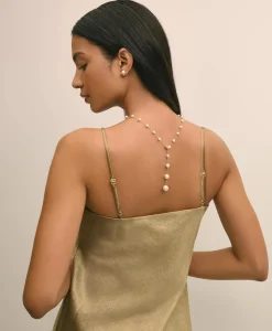 Faux Pearl & Gold-Toned Y-Neck Necklace