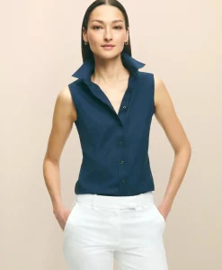 Fitted Non-Iron Stretch Supima® Cotton Sleeveless Dress Shirt