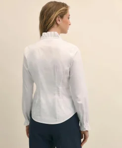 Fitted Non-Iron Stretch Supima® Cotton Ruffle Dress Shirt