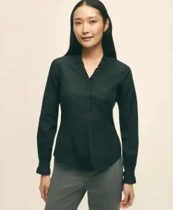 Fitted Non-Iron Stretch Supima® Cotton Ruffle Dress Shirt