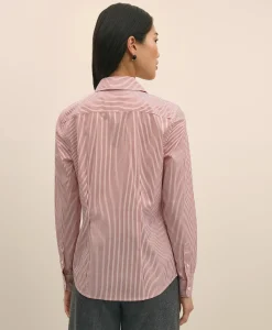 Fitted Non-Iron Stretch Supima® Cotton Striped Dress Shirt