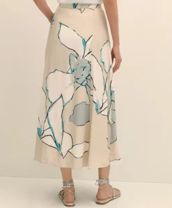 Flare Midi Skirt In Abstract Print
