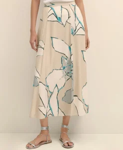 Flare Midi Skirt In Abstract Print