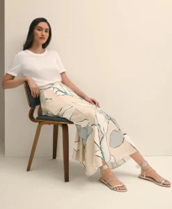 Flare Midi Skirt In Abstract Print