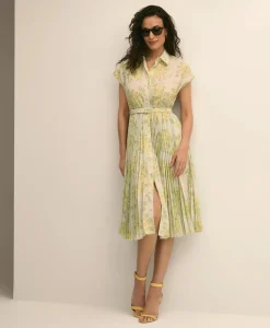 Floral A-Line Belted Shirt Dress