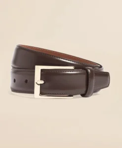 Gold Buckle Leather Dress Belt