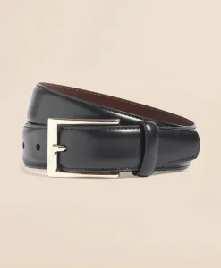 Gold Buckle Leather Dress Belt