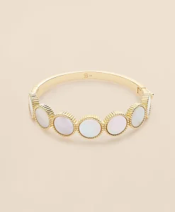 Gold-Tone Mother-Of-Pearl Bangle Bracelet