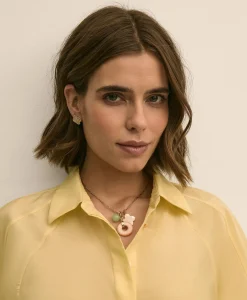 Gold-Tone Stud Earrings & Charm Necklace Set