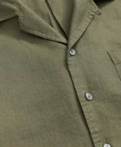 Irish Linen Camp Collar Short-Sleeve Sport Shirt