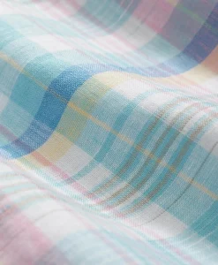 Irish Linen Polo Button Down Collar, Multi Plaid Shirt