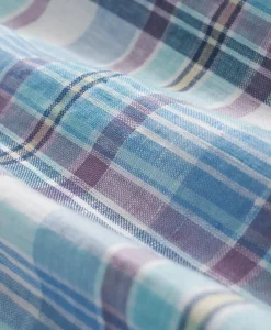 Irish Linen Polo Button Down Collar, Plaid Shirt