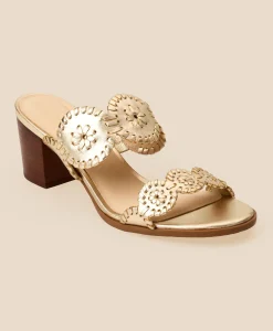 Jack Rogers Lauren Mid-Heel Leather Sandals