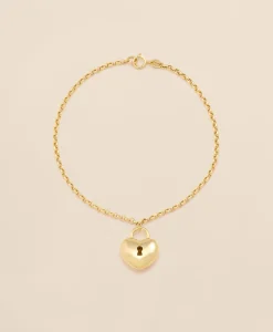 14k Gold Heart Pendant Bracelet