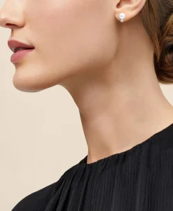 14k White Gold Pearl Stud Earrings