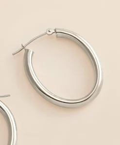 14k White Gold Small Hoop Earrings