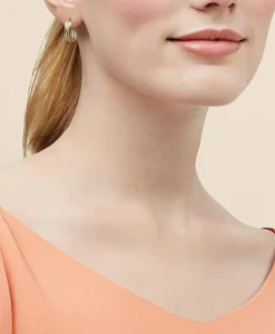 14k Yellow-White Gold Hoop Earrings