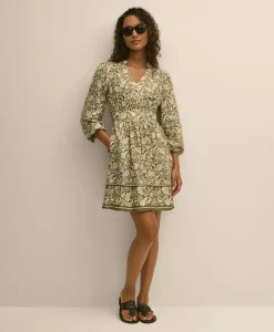 Linen Blend Floral Print Dress