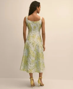 Linen Blend Floral Tank Dress