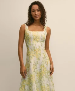 Linen Blend Floral Tank Dress
