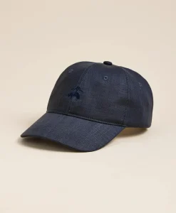 Linen Blend Herringbone Embroidered Baseball Hat