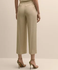 Linen-Blend Waist-Tab Wide-Leg Pants
