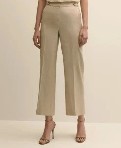 Linen-Blend Waist-Tab Wide-Leg Pants