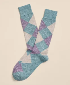 Linen-Cotton Blend Argyle Socks