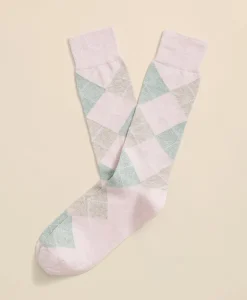 Linen-Cotton Blend Argyle Socks