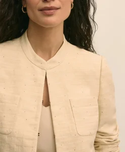 Linen-Cotton Blend Sequin Jacket