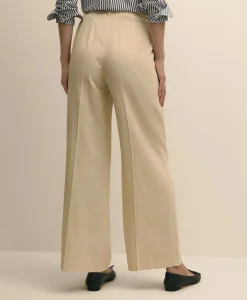 Linen-Cotton Blend Tie-Waist Wide-Leg Pants