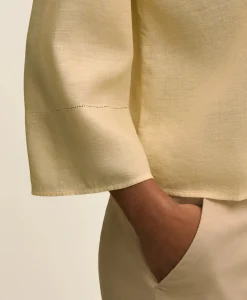 Linen Relaxed Bell-Sleeve Cropped Shirt