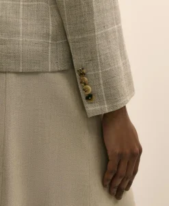 Linen-Wool Blend Windowpane Jacket