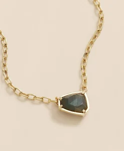 Loni Paul Asymmetrical Labradorite Bar Necklace in 14K Plated Gold
