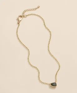 Loni Paul Asymmetrical Labradorite Bar Necklace in 14K Plated Gold