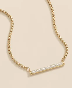 Loni Paul Pave Bar Necklace in 14K Plated Gold