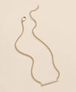 Loni Paul Pave Bar Necklace in 14K Plated Gold
