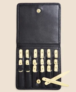 Metallic Collar Stays with Nappa Leather Case
