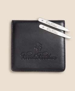 Metallic Collar Stays with Nappa Leather Case
