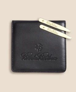 Metallic Collar Stays with Nappa Leather Case