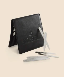 Metallic Collar Stays with Nappa Leather Case