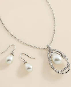 Orbital Interlocking Faux- Pearl and Crystal Set